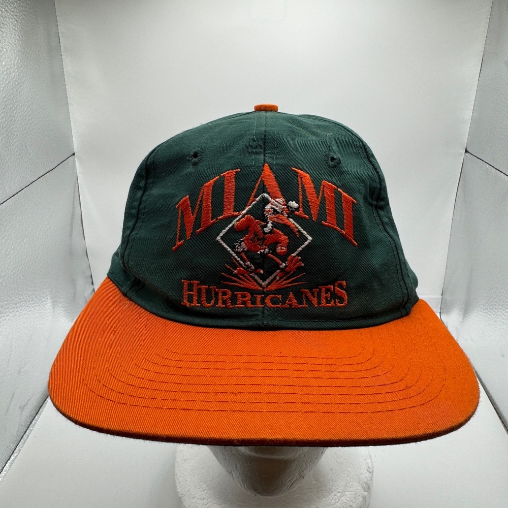 Vintage Miami Hurricanes Hat The Signatures Snapback Green Orange NCAA Cap OSFA